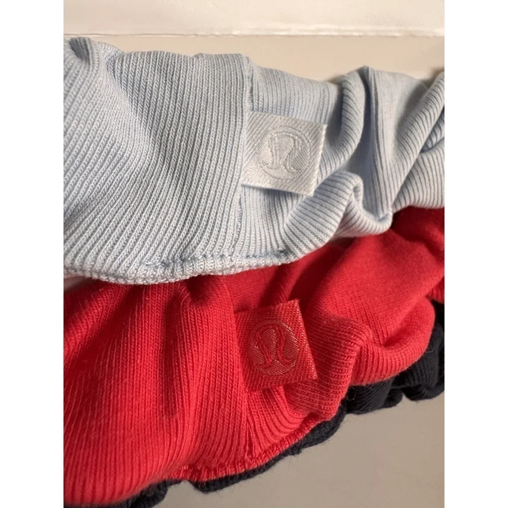 New Lululemon Uplifting Scrunchies 3 Pack Multi WNDM/NUNY/SPYR Logo NWT